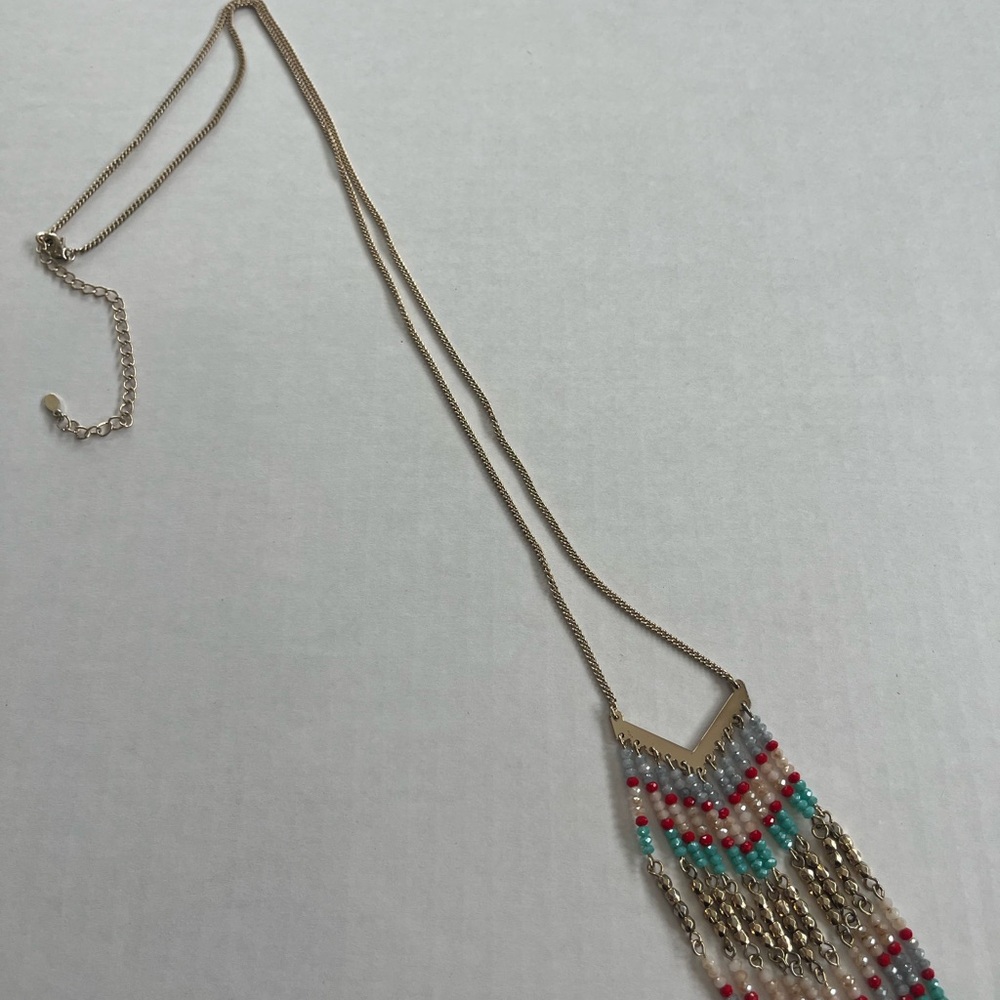 Chico's Gold and Multicolor Beaded Necklace
